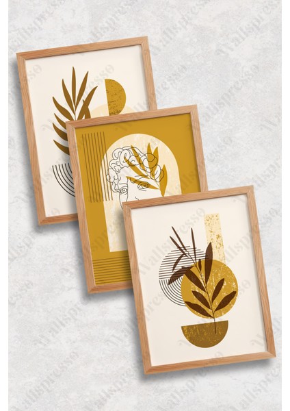 Boho Ahşap Çerçeveli Tablo - 3'lü Tablo Seti - Duvar Tablosu - Üçlü Tablo fiyatları