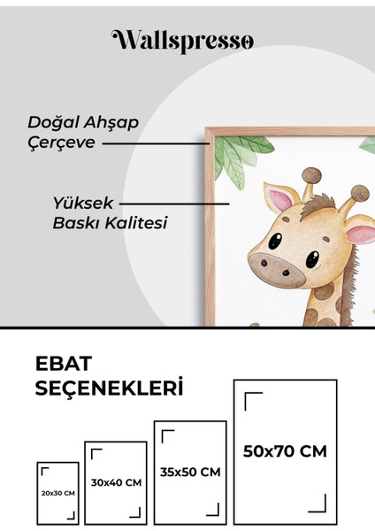 Hayvan Temalı Çocuk Odası Ahşap Çerçeveli Tablo - 3'lü Tablo Seti - Bebek Odası Tablo - Üçlü Tablo modelleri