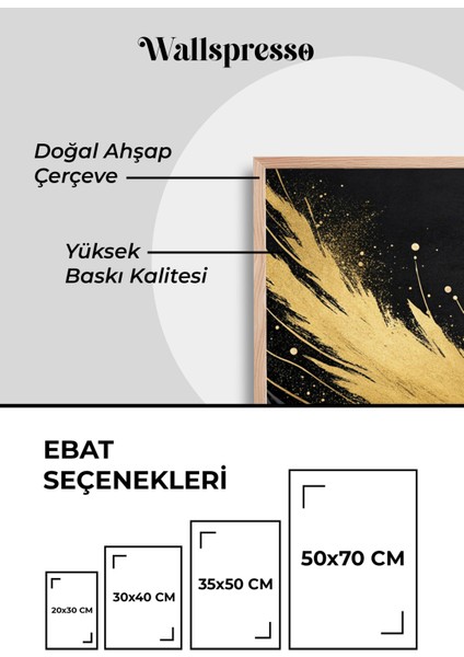 Siyah & Gold Modern Soyut Ahşap Çerçeveli Tablo - 3'lü Tablo Seti - Duvar Tablosu - Üçlü Tablo modelleri