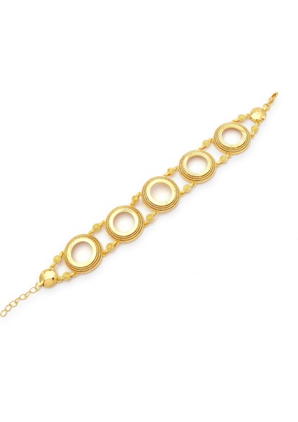 altın kaplama desenli beş çeyrekli çerçeveli bileklik blk-1188