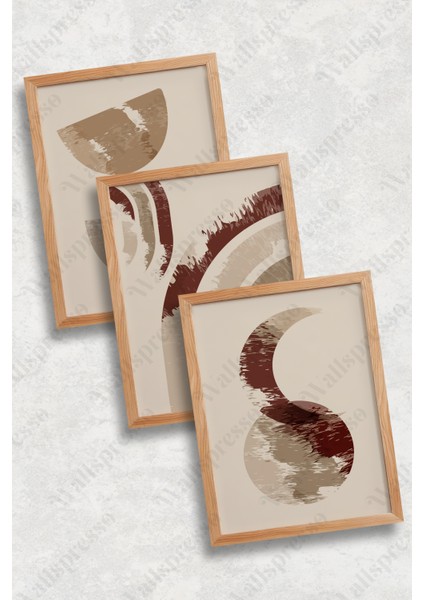 Soyut Modern Ahşap Çerçeveli Tablo - 3'lü Tablo Seti - Duvar Tablosu - Üçlü Tablo modelleri