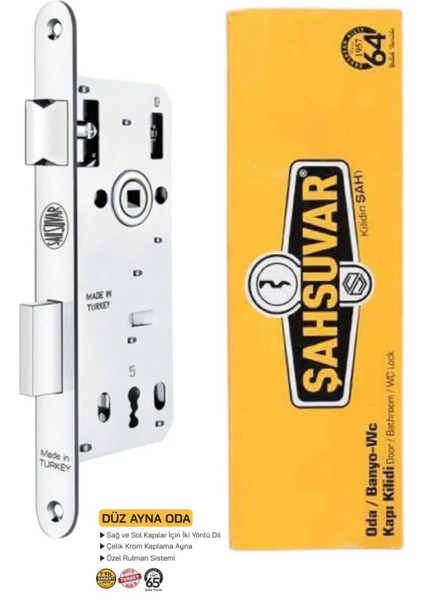 K-305 Oda Kapı Kilidi Oval Ayna 40 mm