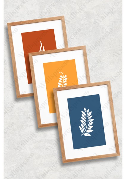 Renkli Minimalist Ahşap Çerçeveli Tablo - 3'lü Tablo Seti - Duvar Tablosu - Üçlü Tablo modelleri