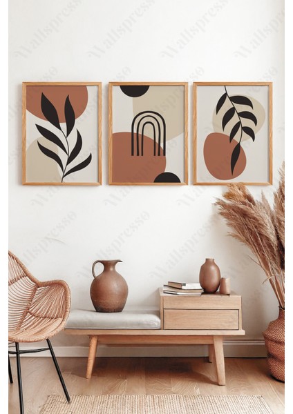 Bohem Ahşap Çerçeveli Tablo - 3'lü Tablo Seti - Duvar Tablosu
