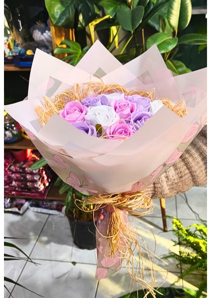 🌷pembe & Lila Aşk Masalı Buketi 🌸 Yapay Kadife Gül Söz Nişan Teklif Buketi, Sevgiliye Eşe Özel Gün Hediyesi modelleri