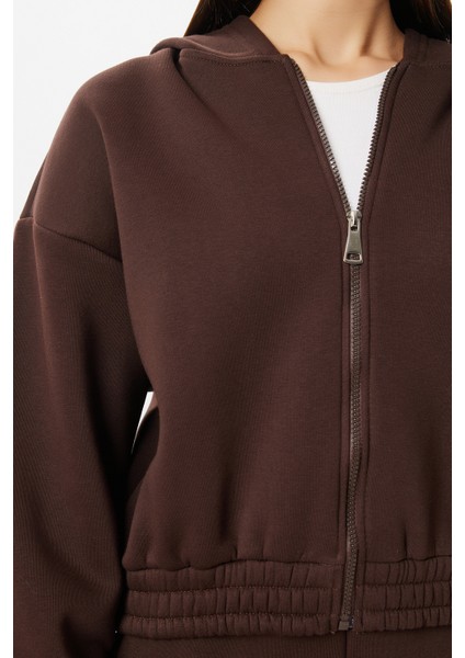 Fermuarlı Şardonlu Örme Alt-Üst Takım LDM0017 Kahverengi fırsatları