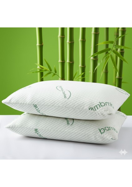 Bamboo Yastık 50X70 Visco Bambu Yastık 2 Adet Çift Kişilik Ortopedik Yastık 1200 gr