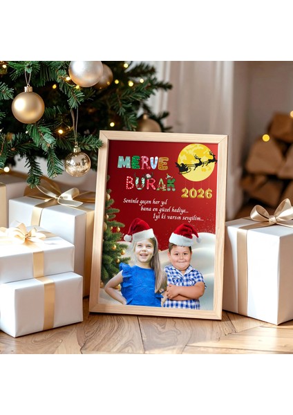 Yılbaşı Temalı Kişiye Özel Çocukluk Birleştirme Tablosu, Yılbaşı Hediyesi, Sevgiliye Hediye