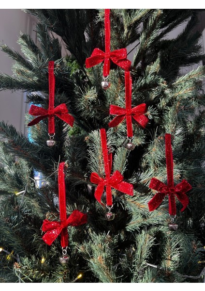 Yılbaşı Simli Kadife Kurdeleli Zilli Zincirli Çam Süsü 3'lü Set fiyatları