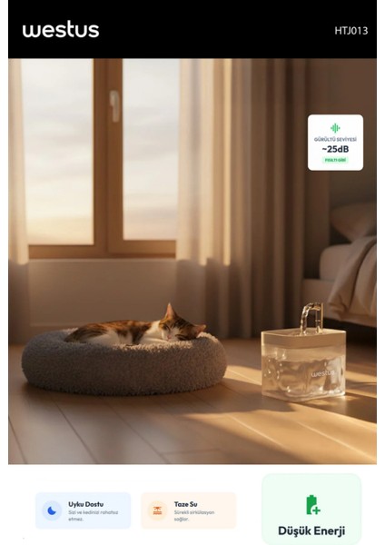 Inpets H13 1.5l Otomatik Kedi Köpek Su Pınarı Çeşmesi Ultra Sessiz Su Sebili Şelalesi - USB Girişli modelleri