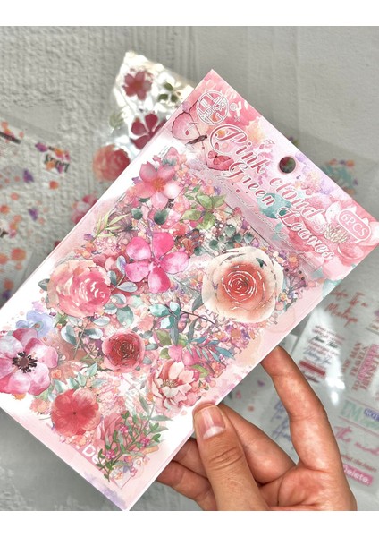 Pembe Rüya Bahçesi Sticker Seti 6 Yaprak Sticker Set/etiket/çıkartma/bullet Journal