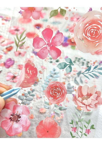 Pembe Rüya Bahçesi Sticker Seti 6 Yaprak Sticker Set/etiket/çıkartma/bullet Journal modelleri