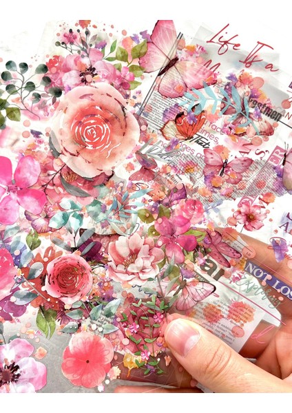 Pembe Rüya Bahçesi Sticker Seti 6 Yaprak Sticker Set/etiket/çıkartma/bullet Journal fırsatları