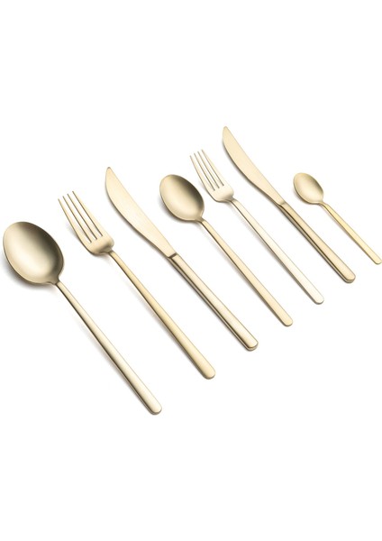 2900 Vannes Mat Şampanya 42 Parça 6 Kişilik Yemek Çatal Kaşık Bıçak Takımı fiyatları