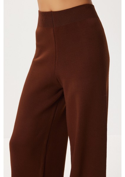 Kapüşonlu Fermuarlı Triko Alt-Üst Takım LMT0051 Kahverengi indirimleri