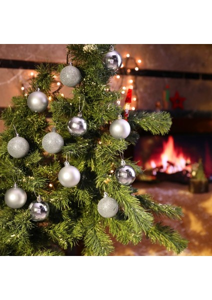 12'li Gümüş Yılbaşı Topu, Çam Ağacı Süsleri, 5 Cm, Noel Dekorasyonu fiyatları