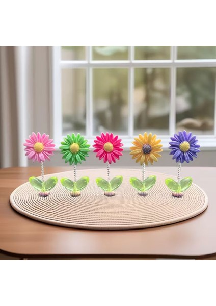 (5 Adet) Hareketli Sevimli Ayçiçeği Araba Panel Dekoru 3x5 cm