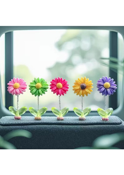 (5 Adet) Hareketli Sevimli Ayçiçeği Araba Panel Dekoru 3x5 cm modelleri