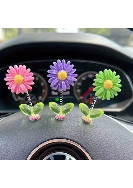 (5 Adet) Hareketli Sevimli Ayçiçeği Araba Panel Dekoru 3x5 cm fırsatları