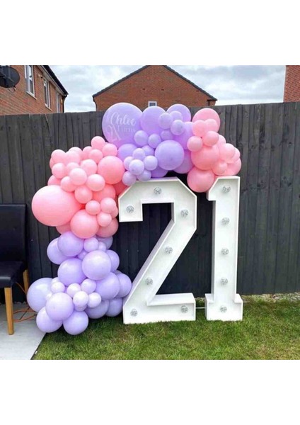 Pastel Lila ve Pembe Balon Zinciri 70 Adet+ 5 mt Balon Zinciri