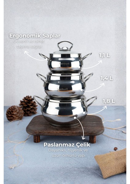 6 Parça Derin Küre Güveç Tencere Seti