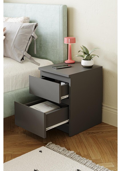 Derinkuyu 2 Çekmeceli Komodin Yatak Odası Bebek Odası Antrasit modelleri