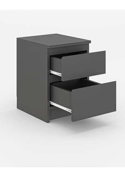 Derinkuyu 2 Çekmeceli Komodin Yatak Odası Bebek Odası Antrasit