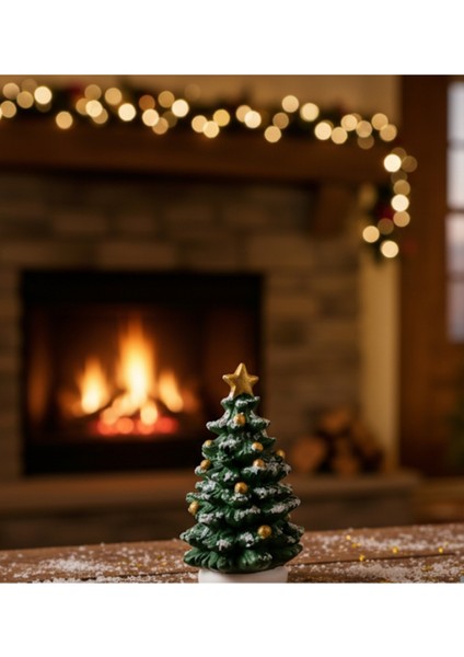 Yılbaşı Temalı Dekor Seti: Çam Ağacı, Noel Baba Mumluk, Kırmızı Dağ Evi Tütsülük modelleri