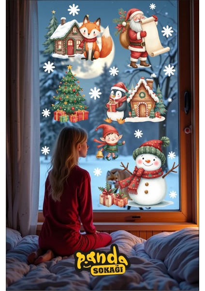 Yılbaşı Temalı Sevimli Tilki, Penguen ve Kardan Adam Sticker Seti, Kendinden Yapışkanlı fiyatları