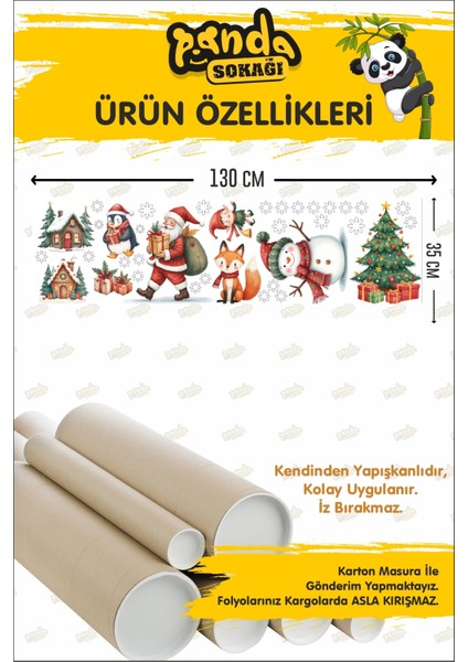Yılbaşı Temalı Sevimli Tilki, Penguen ve Kardan Adam Sticker Seti, Kendinden Yapışkanlı modelleri