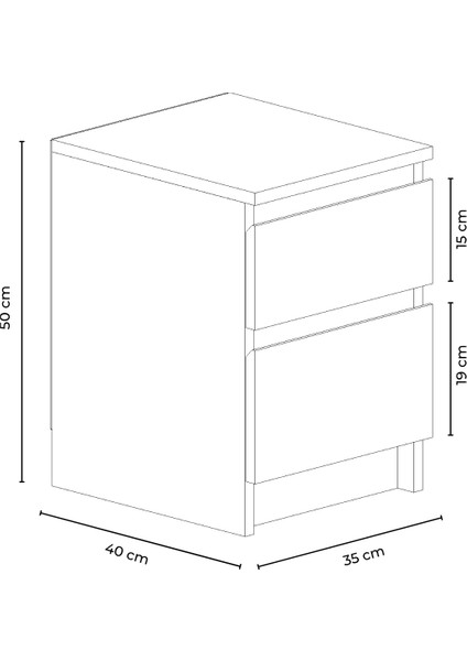 Derinkuyu 2 Çekmeceli Komodin Yatak Odası Bebek Odası Beyaz fiyatları