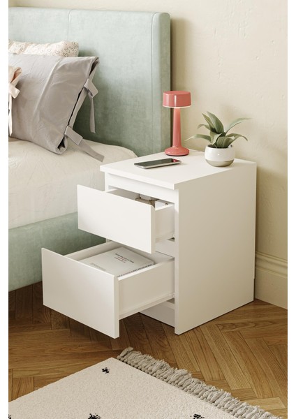 Derinkuyu 2 Çekmeceli Komodin Yatak Odası Bebek Odası Beyaz modelleri