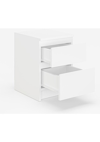 Derinkuyu 2 Çekmeceli Komodin Yatak Odası Bebek Odası Beyaz