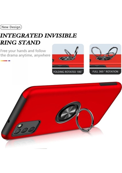 MYT09 Samsung Galaxy A02S Kılıf Elit Yüzüklü Kapak - Kırmızı modelleri