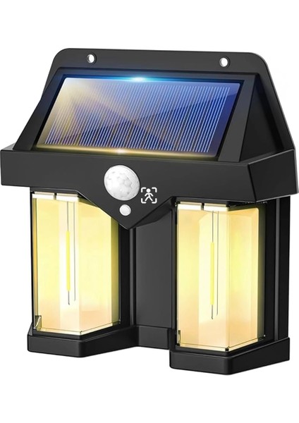 Rustik Ampul Ikili Solar Duvar Aplik Güneş Enerjili Hareket Sensörlü modelleri