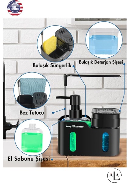 4'ü 1 Arada Sabunluk Süngerlik Deterjanlık Bez Askılı Mutfak Tezgahı Organizeri fiyatları