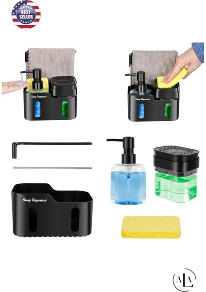 4'ü 1 Arada Sabunluk Süngerlik Deterjanlık Bez Askılı Mutfak Tezgahı Organizeri modelleri