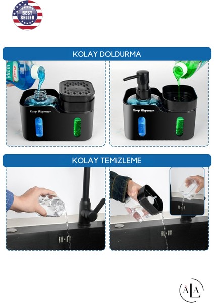 4'ü 1 Arada Sabunluk Süngerlik Deterjanlık Bez Askılı Mutfak Tezgahı Organizeri fırsatları