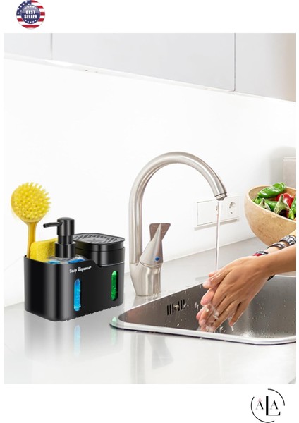 4'ü 1 Arada Sabunluk Süngerlik Deterjanlık Bez Askılı Mutfak Tezgahı Organizeri