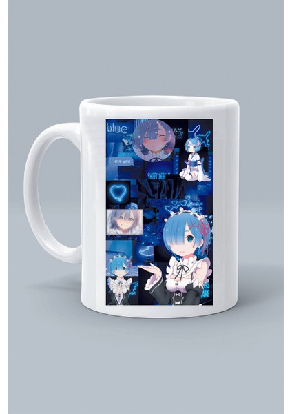 Anime Re Zero Rem Karakter Baskılı Beyaz Klasik Kupa Bardak