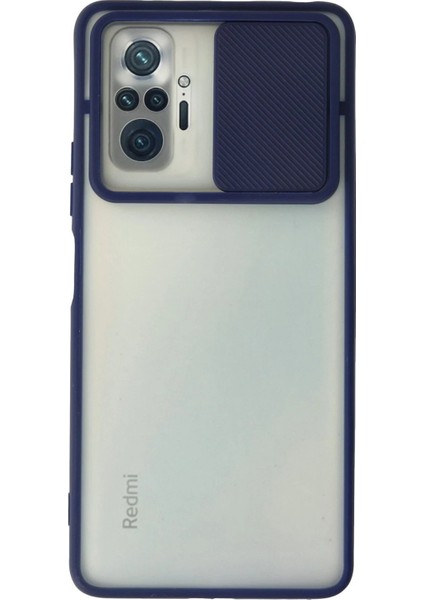 MYT09 Xiaomi Redmi Note 10 Pro Kılıf Palm Buzlu Kamera Sürgülü Silikon - Lacivert