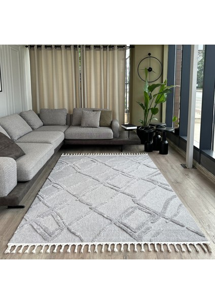 Palazzo 03 Gri Bukle Salon Halısı Hav Toz Vermez Mutfak Halısı Yumuşak Dokulu Çocuk Odası Halısı İskandinav Tarz Koridor Kesme Yolluk