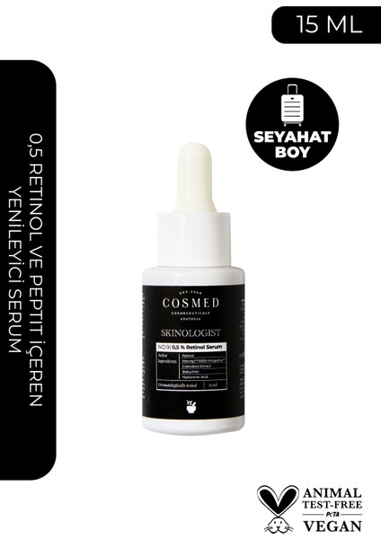Skinologist 0,5 % Retinol ve Peptit Içeren Yenileyici Serum 15 ml