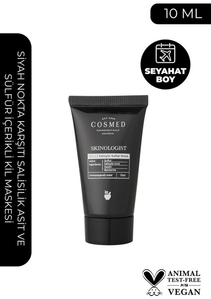 Skinologist Salisilik Sülfür Maskesi Tüm Cilt Tipleri İçin Rahatlatıcı Etki 10 ml