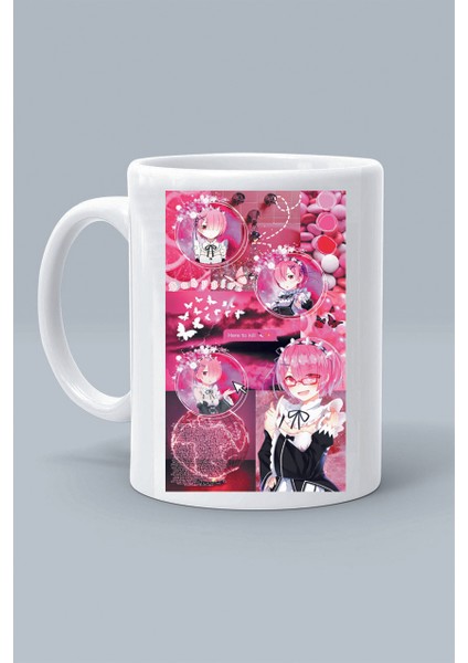 Anime Re Zero Ram Karakter Baskılı Beyaz Klasik Kupa Bardak