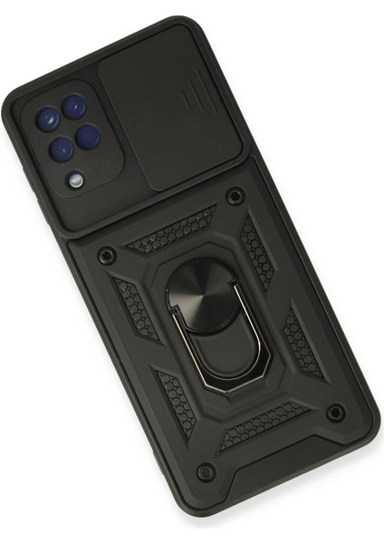 MYT09 Samsung Galaxy A22 Kılıf Pars Lens Yüzüklü Silikon - Siyah modelleri