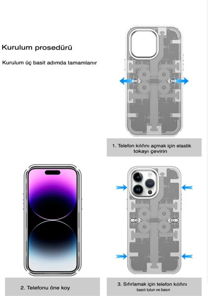 MYT09 iPhone 13 Pro Kılıf Mekanik Bumper Kapak - Gold fırsatları