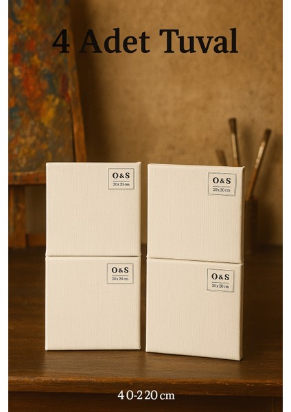 4lü Tuval Seti Resim Tuali 20x20 cm Kaliteli Malzeme ile Sanat İçin Uygun