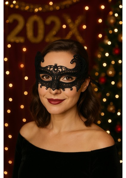 Dantel Siyah Maskeli Baloya Uygun Şık Dantel Göz Maskesi Kadın Yetişkin Parti Aksesuarı Model 12