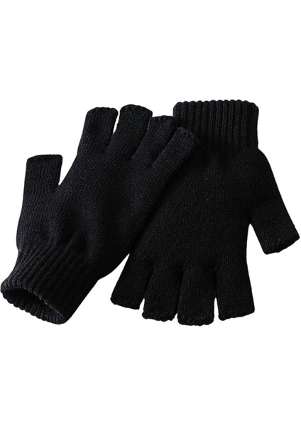 Siyah Parmaksız Kesik Yarım Parmak Kışlık Örme Triko Eldiven indirimleri